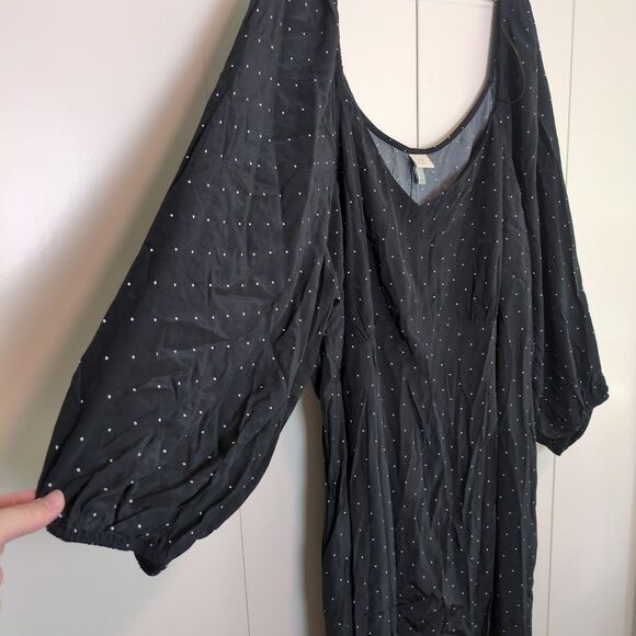 NEW A New Day Women's 4X Long Sleeve Crepe Maxi A-Line Dress Black Plus - Picture 3 of 6